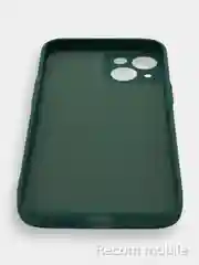 Зеленый чехол для iPhone 13, 13 Pro, 13 Pro Max силиконовый с закрытым низом и бархатом внутри