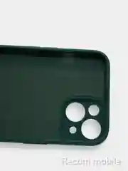 Зеленый чехол для iPhone 13, 13 Pro, 13 Pro Max силиконовый с закрытым низом и бархатом внутри