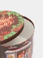 Коричневый коробка круглая "С Новым годом", 3 вида
