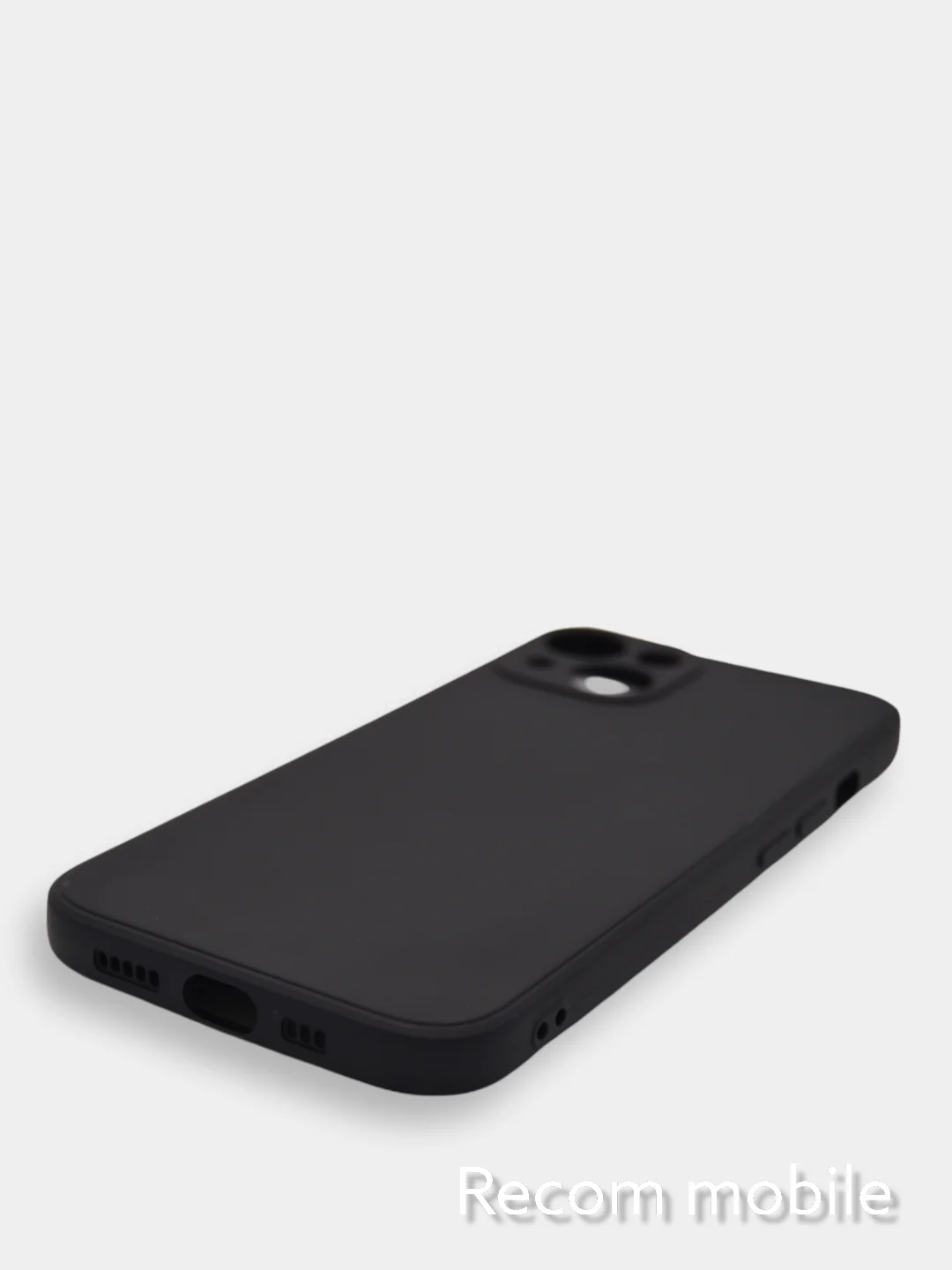 Черный чехол для iPhone 13, 13 Pro, 13 Pro Max силиконовый с закрытым низом и бархатом внутри