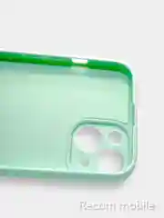 Бирюзовый чехол для iPhone 13, 13 Pro, 13 Pro Max силиконовый с закрытым низом и бархатом внутри