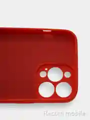Красный чехол для iPhone 13, 13 Pro, 13 Pro Max силиконовый с закрытым низом и бархатом внутри