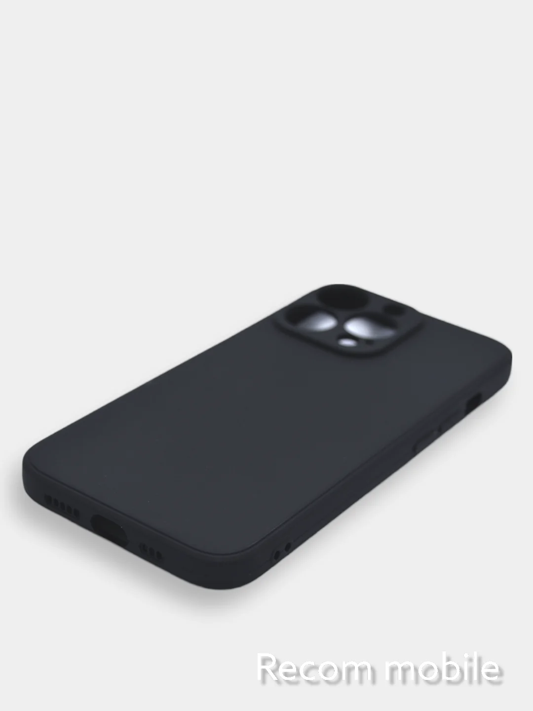 Черный чехол для iPhone 13, 13 Pro, 13 Pro Max силиконовый с закрытым низом и бархатом внутри