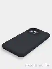 Черный чехол для iPhone 13, 13 Pro, 13 Pro Max силиконовый с закрытым низом и бархатом внутри