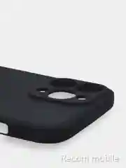 Черный чехол для iPhone 13, 13 Pro, 13 Pro Max силиконовый с закрытым низом и бархатом внутри