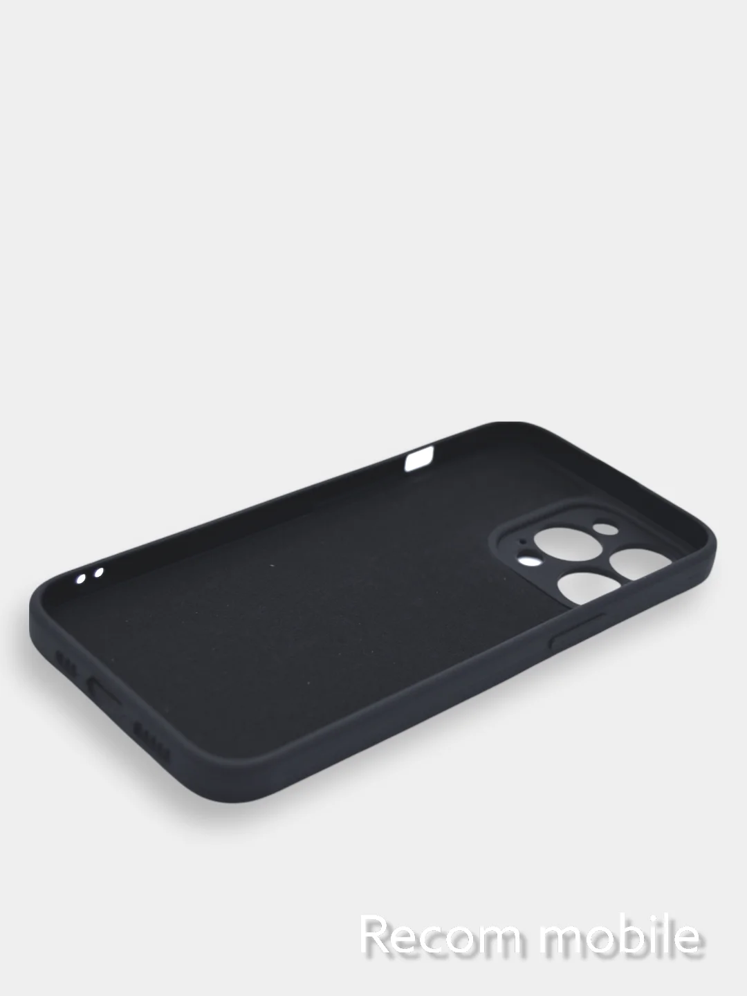 Черный чехол для iPhone 13, 13 Pro, 13 Pro Max силиконовый с закрытым низом и бархатом внутри