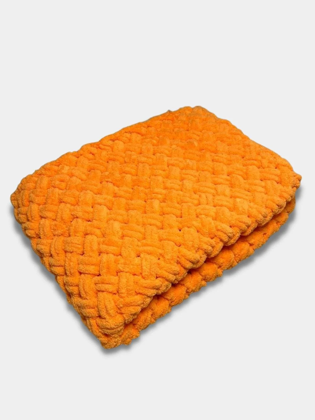 Оранжевый детский плед ручной вязки Alize Puffy