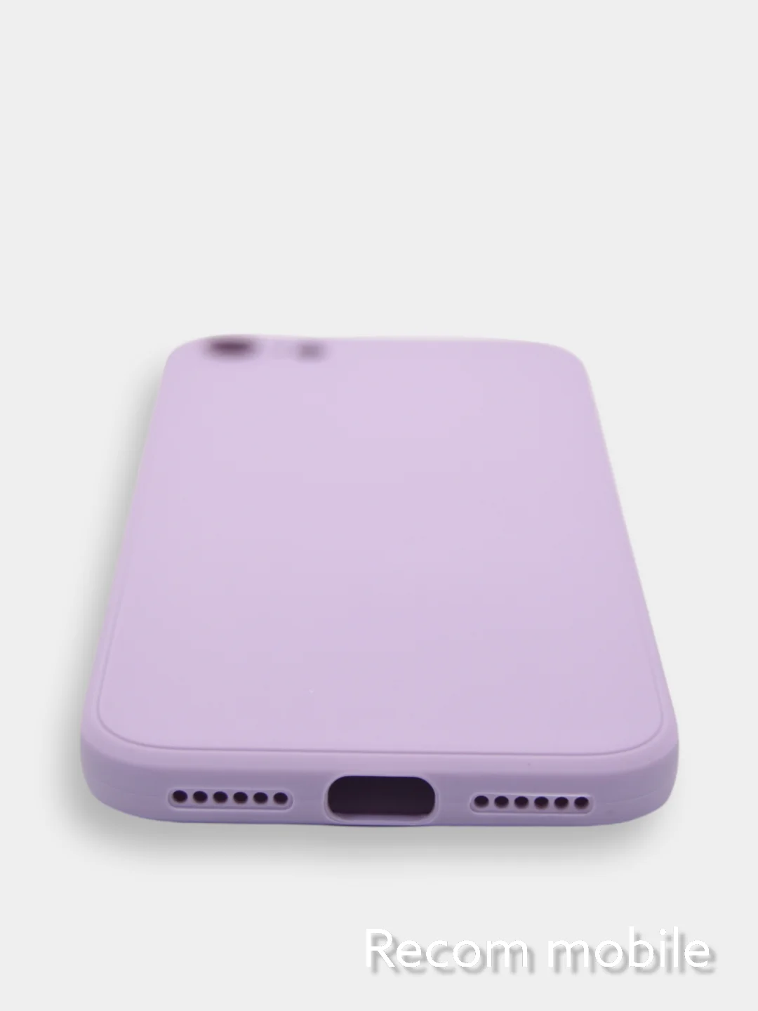 Лавандовый чехол для iPhone 7, 8, SE 2020 матовый силиконовый с закрытым низом и бархатом внутри
