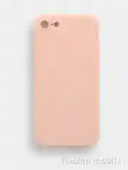 Коралловый меланж чехол для iPhone 7, 8, SE 2020 матовый силиконовый с закрытым низом и бархатом внутри