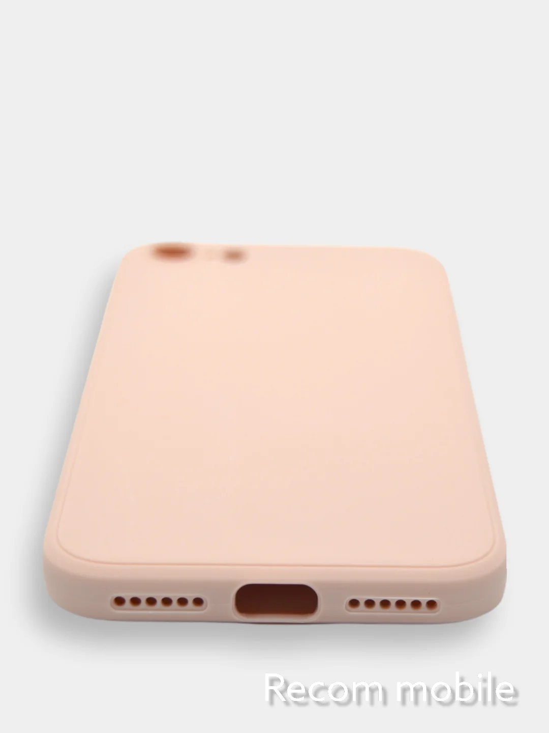 Коралловый меланж чехол для iPhone 7, 8, SE 2020 матовый силиконовый с закрытым низом и бархатом внутри
