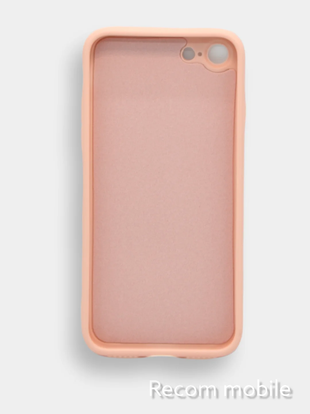 Коралловый меланж чехол для iPhone 7, 8, SE 2020 матовый силиконовый с закрытым низом и бархатом внутри