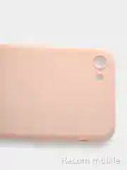 Коралловый меланж чехол для iPhone 7, 8, SE 2020 матовый силиконовый с закрытым низом и бархатом внутри