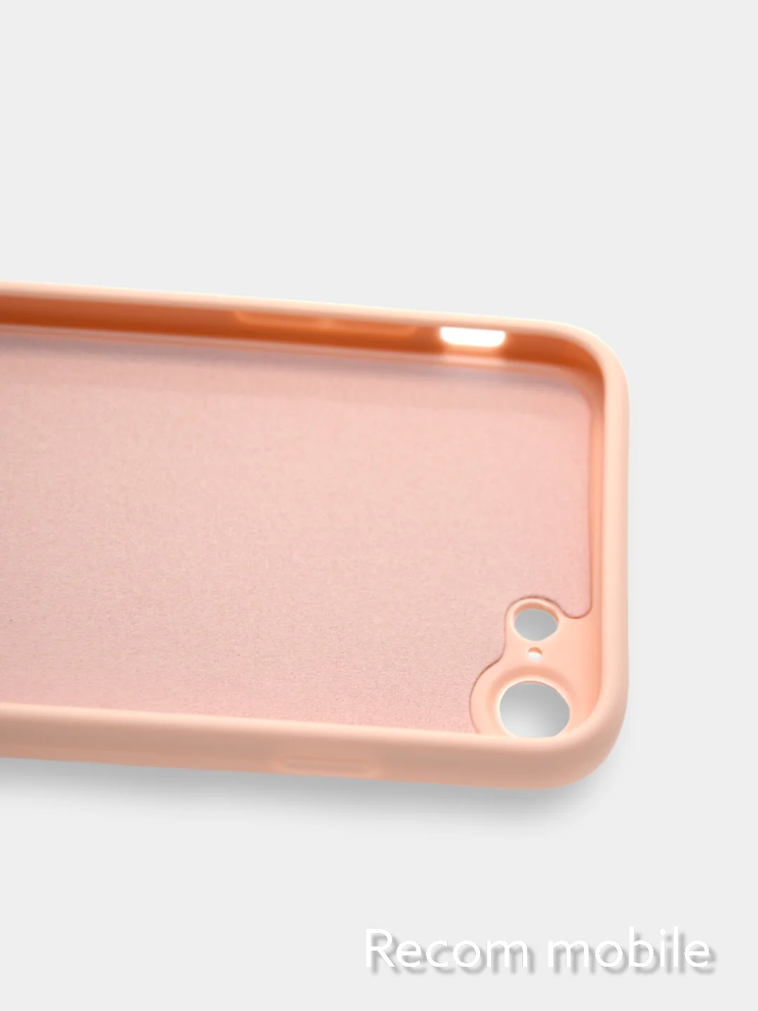Коралловый меланж чехол для iPhone 7, 8, SE 2020 матовый силиконовый с закрытым низом и бархатом внутри