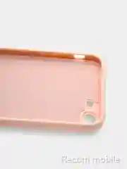 Коралловый меланж чехол для iPhone 7, 8, SE 2020 матовый силиконовый с закрытым низом и бархатом внутри