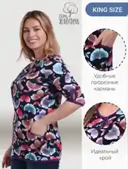 Темно-синий milena21 Туника  женская "Капелька", туника из хлопка