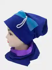 Индиго шапка с хомутом, весна-осень