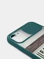 Зеленый чехол для айфон 11 / 12 Pro Max с защитой камеры матовый полупрозрачный iPhone про макс