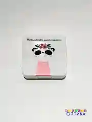 Белый контейнер для контактных линз с пинцетом и зеркалом