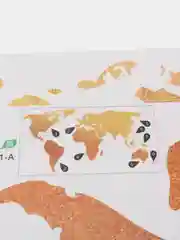 Наклейка на стену интерьерная золотая "Карта мира"