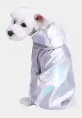 Белый дождевик для собак и кошек, голографический, с капюшоном