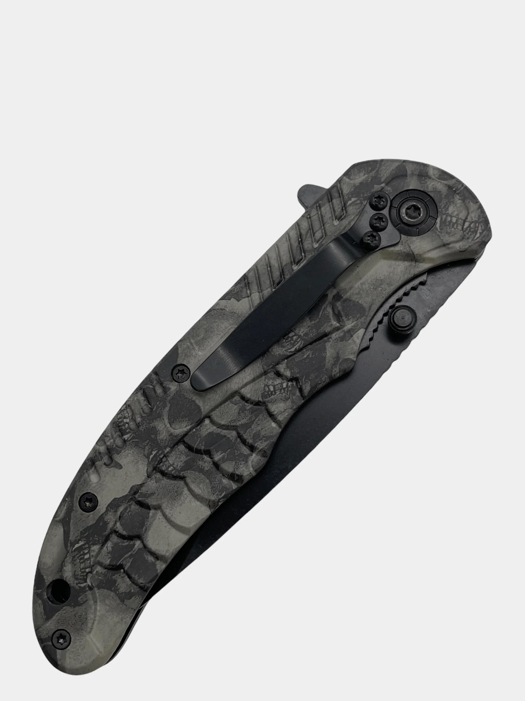 Нож Boker B056 складной, сталь 420, замок Liner Lock, клипса, принт "Черепа серый"