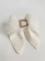 Белый заколка из замши, с натуральным мехом