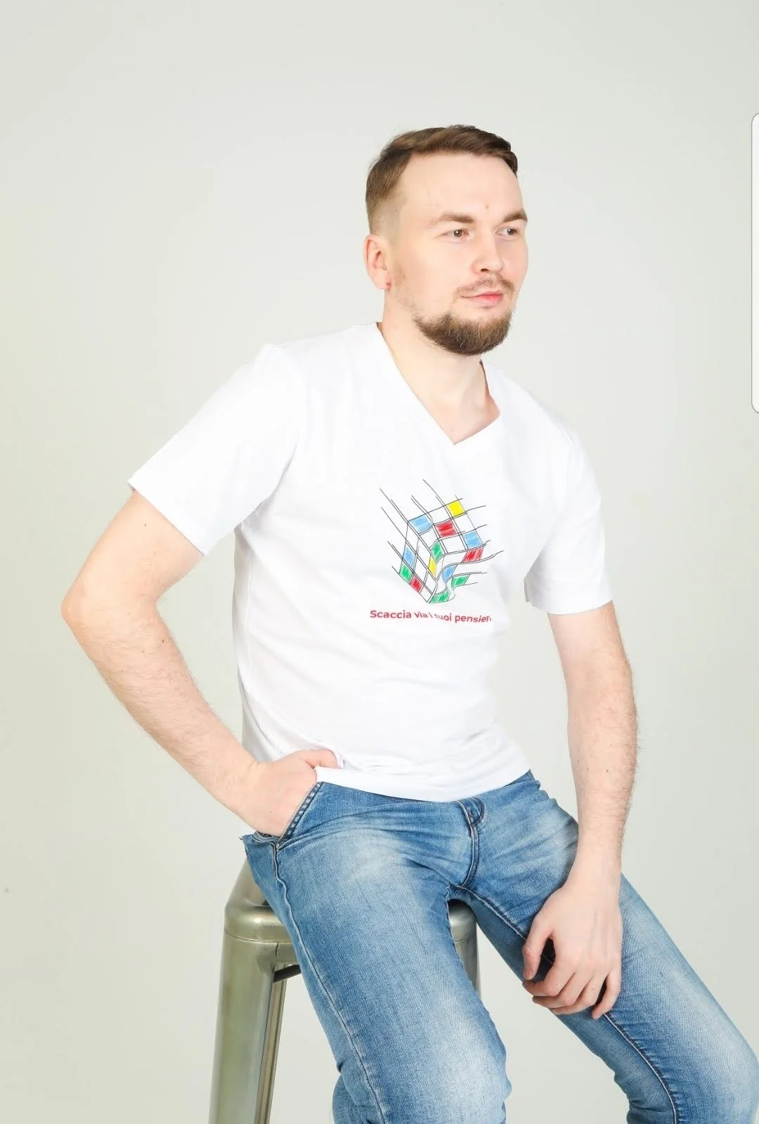 Белый milena21 Футболка мужская "Кубик"