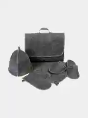 Банный набор подарочный с портфелем, 5 предметов, темно-серый, черный