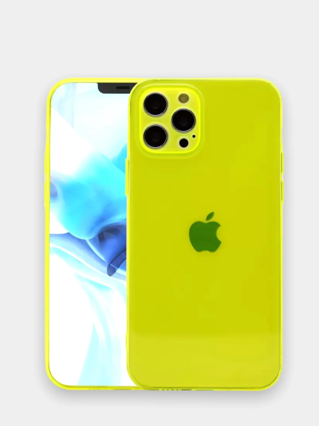 Лимонный чехол для iPhone 13 / 13 Pro / 13 Pro Max силиконовый, неоновый, плотный, прозрачный