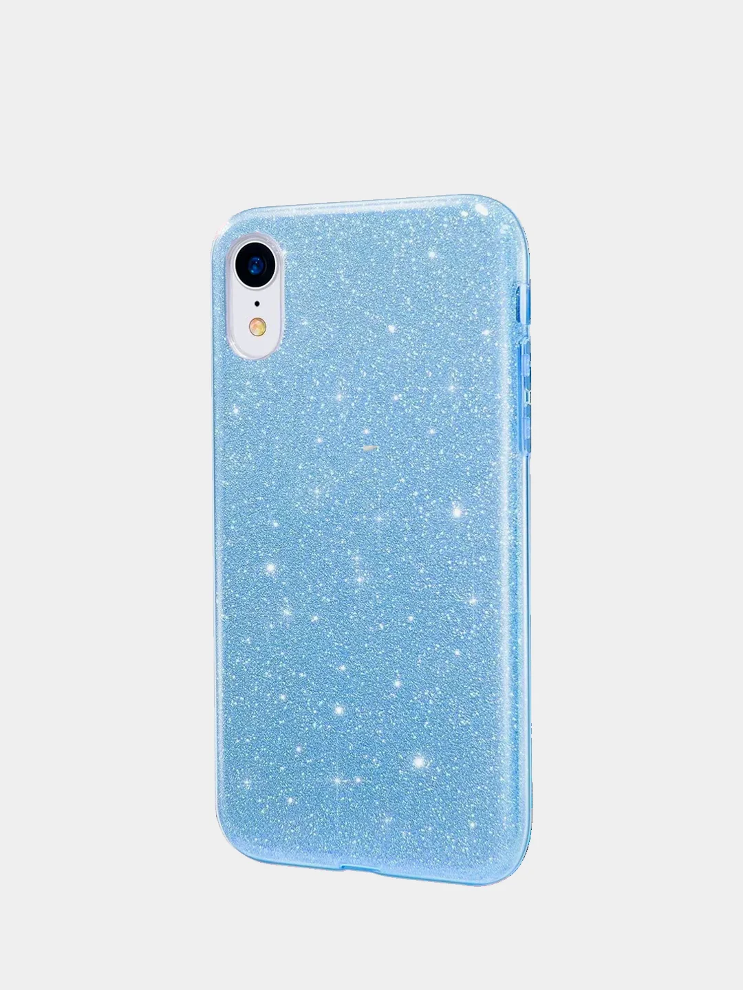 Голубой чехол сияющий для iPhone XR силиконовый