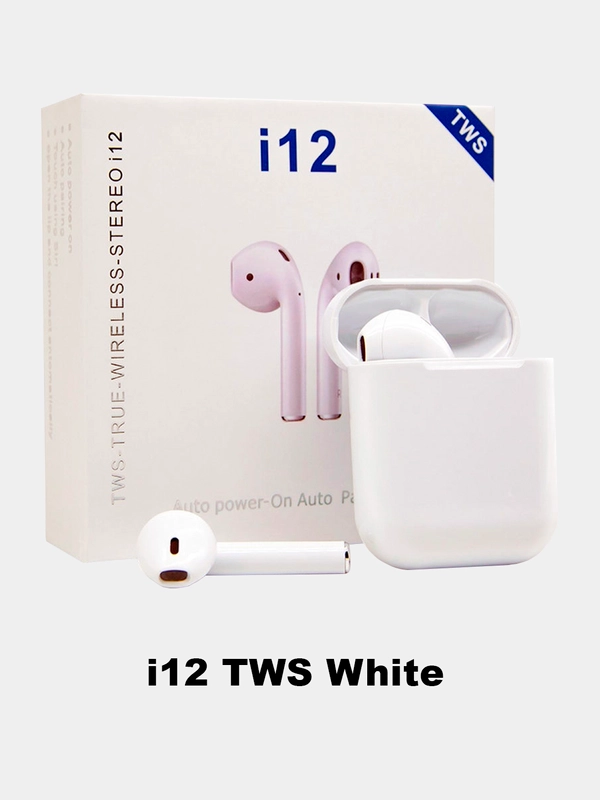 Наушники беспроводные i12 TWS, белые