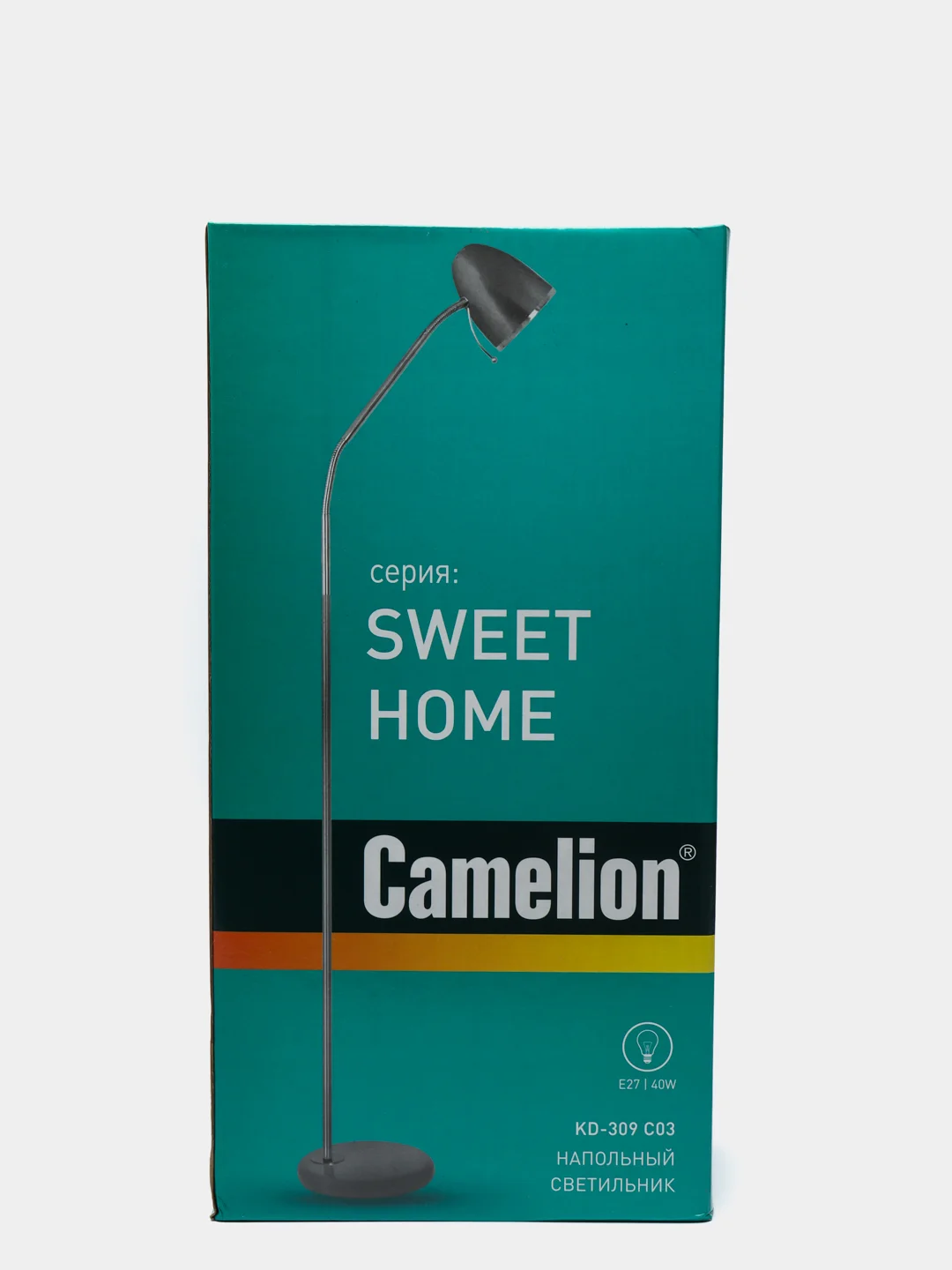 Светильник напольный торшер Camelion KD-309 C03, серебро, 230V, 40W, E27