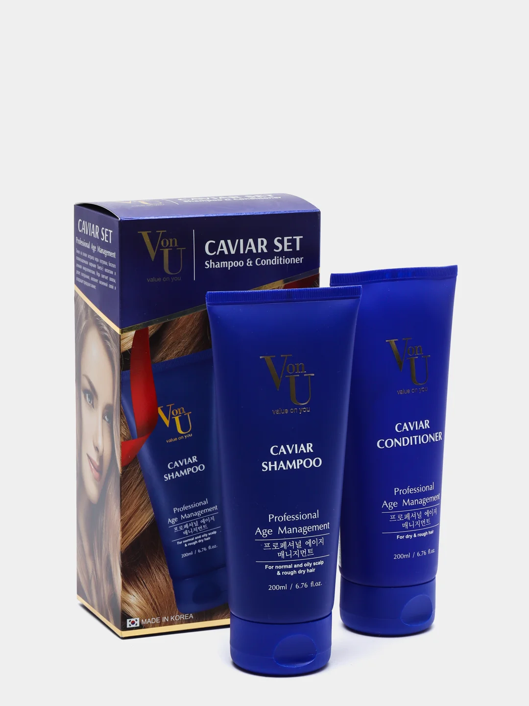 Von-U Набор шампунь, 200 мл, кондиционер, 200 мл с икрой Caviar