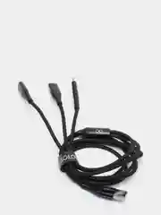 Кабель 3 in 1 SOLOVE, USB Lightning/Micro/Type-C, черный, 120 см