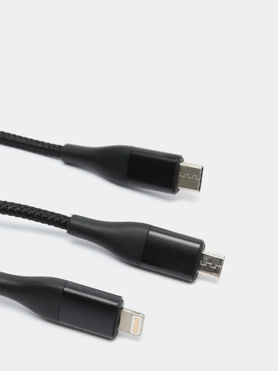 Кабель 3 in 1 SOLOVE, USB Lightning/Micro/Type-C, черный, 120 см