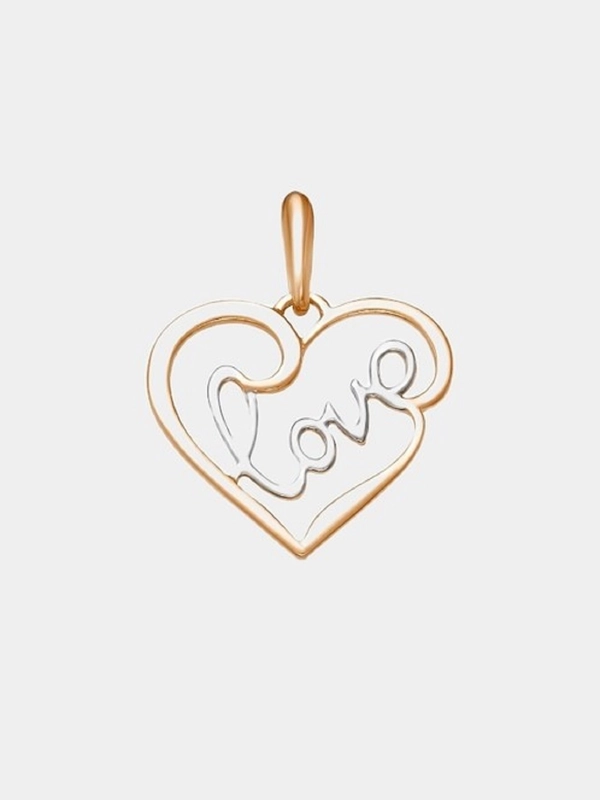 Подвес сердце в золоте с надписью LOVE