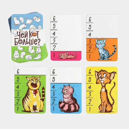 Настольная развивающая игра "Чей кот больше?", 36 карточек