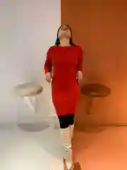 Красный платье трикотажное лапша