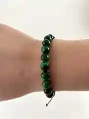 Браслет из натуральных камней: Кошачий глаз зеленый Handmade, плетенный, 10 мм