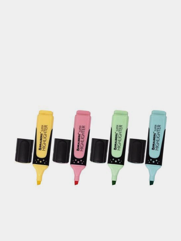 Набор текстовыделителей "SUPER PASTEL", BRAUBERG 4 штуки