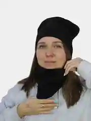 Черный комплект шапка-снуд, снуд женский, шапка женская, шапка бини,шапка женская демисезонная