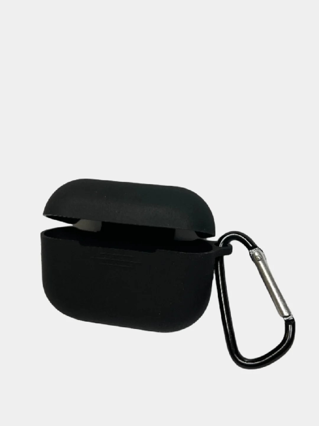 Черный силиконовый чехол для наушников AirPods Pro с карабином
