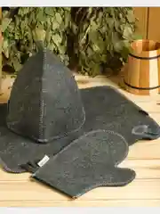 Зеленый набор для бани и сауны(шапка, варежка, коврик)/Банный набор/Подарочный набор
