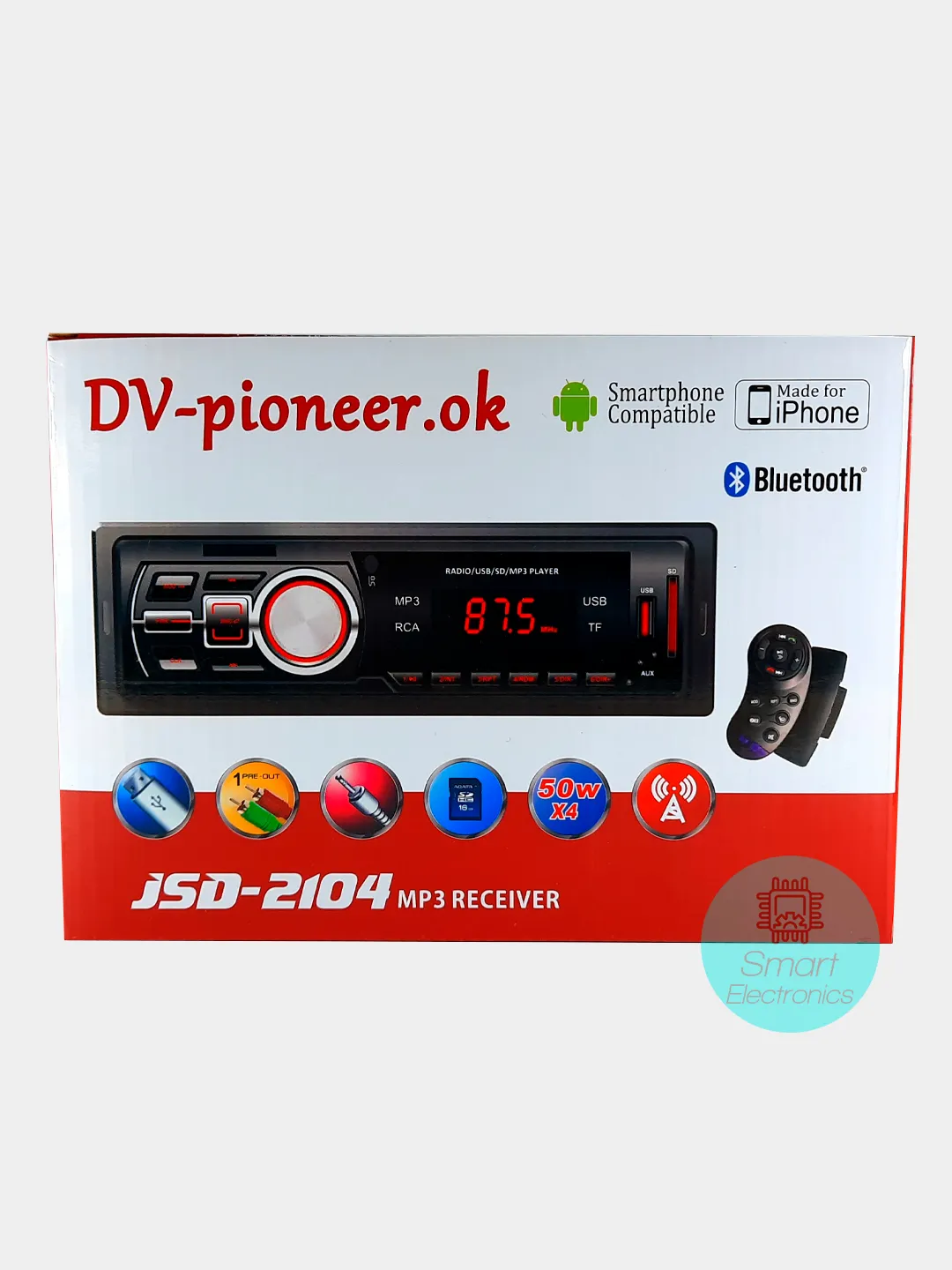 Автомобильная магнитола 1 din DV-Pioneer.ok JSD-2104 Bluetooth с пультом на  руль купить по цене 1990 ₽ в интернет-магазине KazanExpress