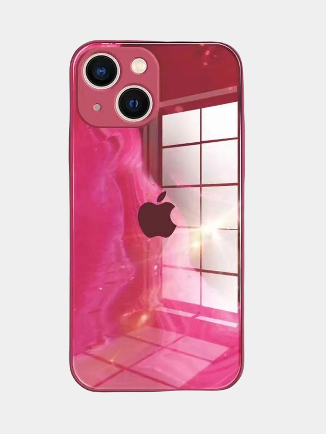 Фуксия чехол для iPhone 12, 13, Pro, Pro Max силиконовый "Акварель"