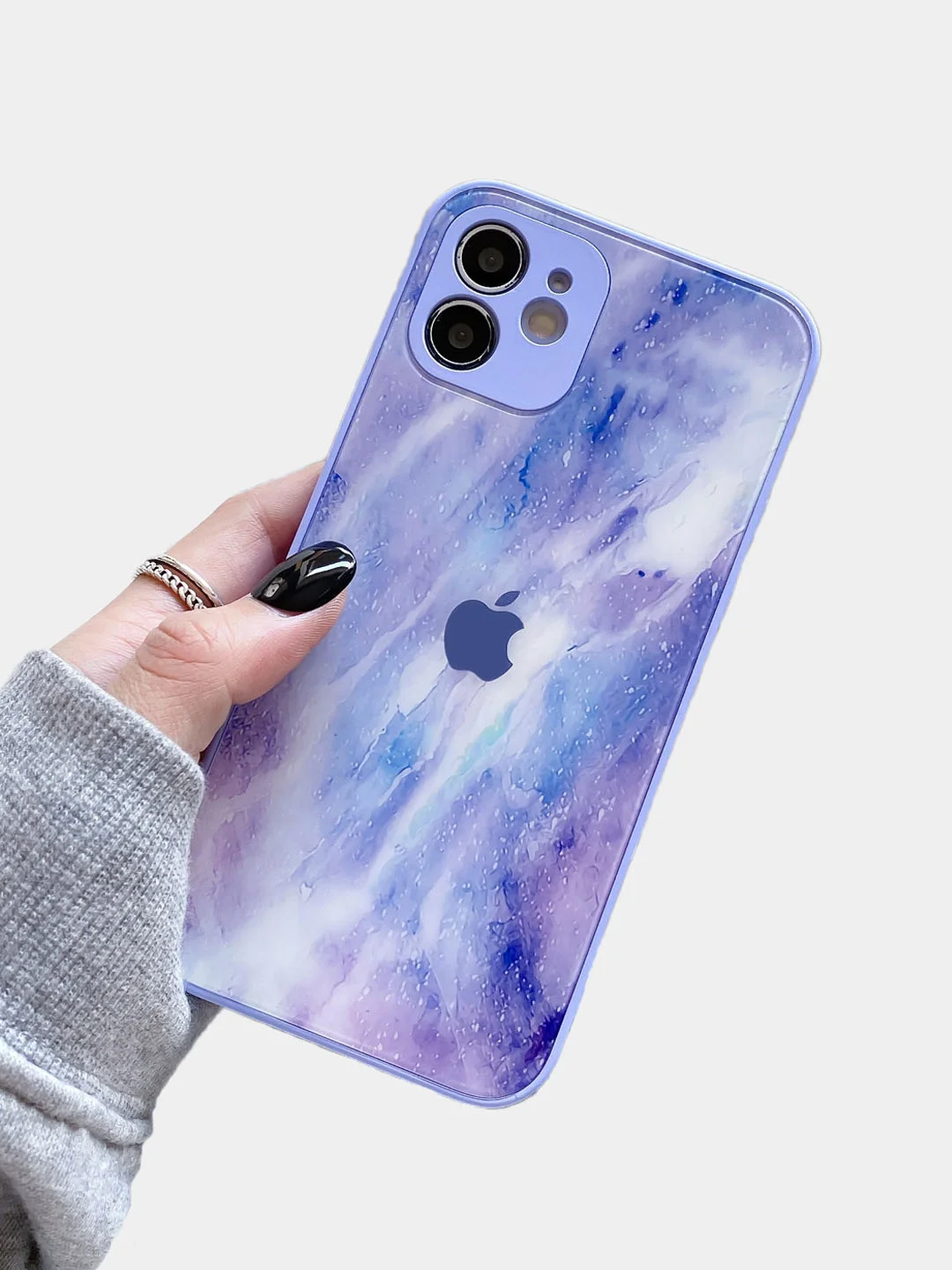 Лавандовый чехол для iPhone 12, 13, Pro, Pro Max силиконовый "Космос"