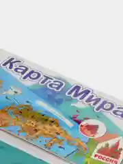 Магнитная Карта мира Двусторонняя "Животные и Достопримечательности" + магнитные фигуры