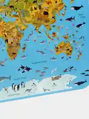 Магнитная Карта мира Двусторонняя "Животные и Достопримечательности" + магнитные фигуры
