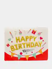 Золотой гирлянда-растяжка из воздушных шаров "С днем рождения" / "Happy Birthday", на праздник