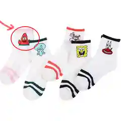 Конфетный белые носки с мультяшным рисунком